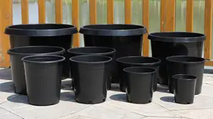 Vasi da coltivazione in plastica per vivaio da giardino in serra per terreni agricoli all'ingrosso vasi da coltivazione neri da 1-25 galloni per piante da vivaio (HG-002-5)