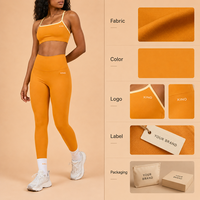 Ensemble de yoga 2 pièces pour femme avec logo personnalisé, leggings taille haute et brassière de sport, tenue de fitness, gym, pilates et entraînement