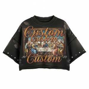 Wholesale Oversized T-shirt 300GSM Heavyweight Cotton Vintage Wash Cropped Boxy Rhinestone Graphic <b>Tee</b> Men T Shirt - Product Image 2