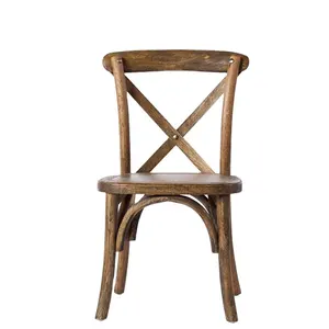 Stackable Kid Wood Cross Back Chair for Events Wedding Dining Rustic Chairs silla de boda