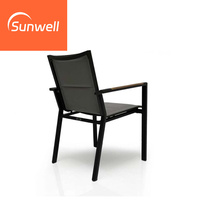 Meubles de patio modernes, table extensible 8 places et chaises avec accoudoirs empilables, ensemble de salle à manger en aluminium pour l'extérieur, pour le jardin