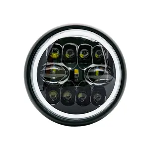 Motorrad zweifarbiger Halo-Blinker 12V 24V Round Auto Day maker 7-Zoll-LED-Scheinwerfer