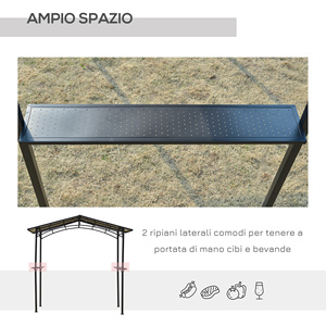 Outsunny Garden Gazebo pour barbecue Barbecue avec toit en PC et étagères latérales, 246x149x230cm, Noir - Product Image 6