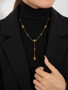 Collar de Cruz <span class=keywords><strong>en</strong></span> Acero Inoxidable Chapado <span class=keywords><strong>en</strong></span> Oro de 18K con Circonitas para Mujer - Product Image 2