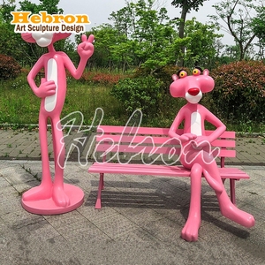 Kustom serat kaca besar Pop seni patung galeri <span class=keywords><strong>Pink</strong></span> <span class=keywords><strong>Panther</strong></span> pukulan anjing gorila patung patung Natal penggunaan kerajinan