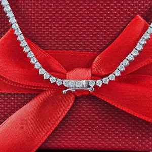 925 Sterling Silver Moissanite Round Cut Tennis <b>Necklace</b> <b>Statement</b> Choker Anniversary Wedding Party Gift for Women - Product Image 4