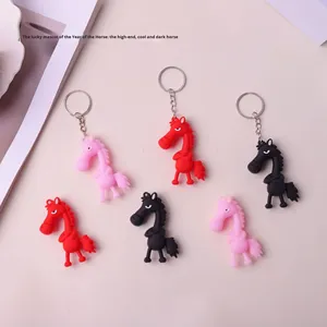 Wholesale 3d Horse Shaped Keychain Ornament Lucky Mascot Cool Black Horse PVC <b>Doll</b> - Product Image 1