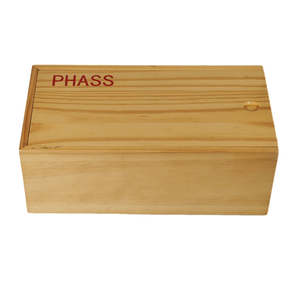 Hot Selling Handmade Solid Pine MDF Rectangle Magnet Slide Top Storage <b>Boxes</b> Laser Engraved Logo Natural <b>Wooden</b> <b>Boxes</b> - Product Image 1
