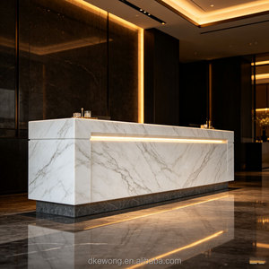 B164 Custom Modern LED Reception <b>Desk</b> <b>Large</b> Size Sintered Stone Front <b>Desk</b> Luxury Hotel Club Lobby CounterOffice Reception Table - Product Image 1