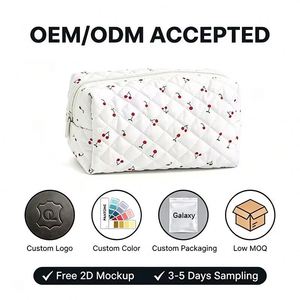 Bolsa de Cosméticos de Viaje Ecológica Personalizada para Mujer, de Gran Capacidad, con Cordón, Acolchada, de Algodón, con Lazo, Cierre de Cremallera, Multifuncional - Product Image 3