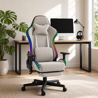 Chaise de jeu ergonomique inclinable haut de gamme avec éclairage LED RGB, massage 7 points, dossier haut, style course, en velours, pour gamers