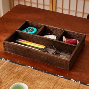 Wooden Desktop Storage <b>Box</b> Rectangle Rustic Office Organizer For <b>Tea</b> Sets Keys Jewelry Cosmetics Stationery - Product Image 4
