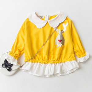 Últimos Modelos de Blusas para Niñas con Cuello de Solapa de Color, Diseño Casual con Volantes en el Bajo, de Fábrica China - Product Image 2