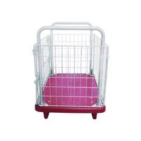 Chariot de rangement amovible à quatre roues en plastique rouge 90x60cm avec grille de protection, usage industriel, capacité 300KG