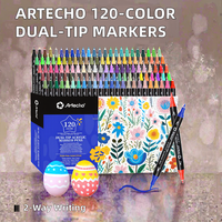Ensemble de 120 stylos à peinture acrylique, marqueurs à double pointe avec pointe fine et pinceau, marqueur acrylique imperméable pour l'art