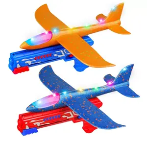 Avión con luz LED de 17,5 ", Avión de espuma grande para lanzar, 2 modos de vuelo, avión planeador, juguete volador para niños, regalos