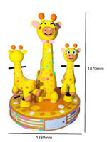 Manège Commercial Rotatif pour Enfants Girafe Cartoon Colorée à 3 Places, à Monnayeur, pour Aire de Jeux Intérieure de Centre Commercial
