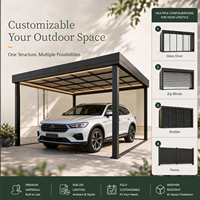 Pavillon en aluminium motorisé, design à lames orientables, résistant au vent, à la neige et à l'eau, pour cour, jardin, balcon