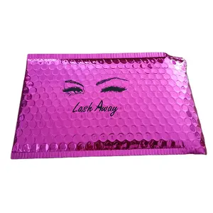Wholesale Custom Printed metallic bubble rose red Bubble Mailers With Logo Shipping Bags for Clothing