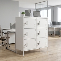 Armoire de rangement métallique moderne robuste à 6 portes avec pieds pour bureau, salon et hôpital