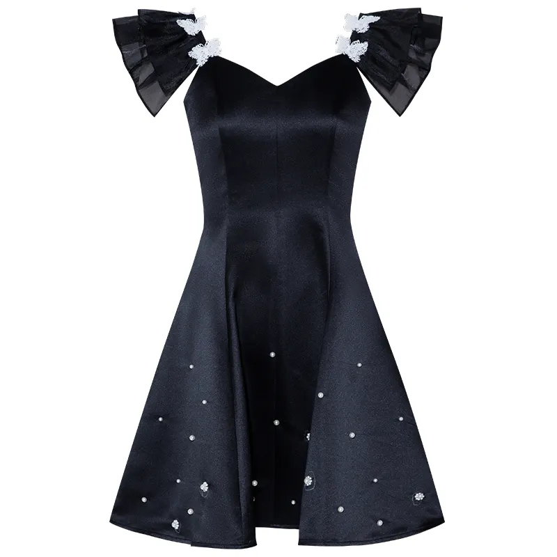YIGELILA Sexy Clothing Black Short Dress Sleeveless V-neck Dress Women's Casual Dress