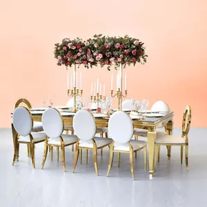 Горячая Распродажа, свадебное праздничное Золотое обеденное кресло из нержавеющей стали, круглая спинка, свадебное многослойное кресло, подходящий стол