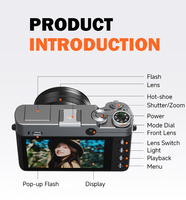 Nieuwste 5K Vintage Digitale Camera 64MP met Autofocus 16x Digitale Zoom 3 Inch IPS Scherm