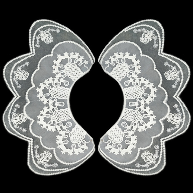 Organza Embroidered Double-Layer Lace Shoulder Flower Collar Accessory Milk Silk Embroidered Symmetrical Detachable Doll Collar
