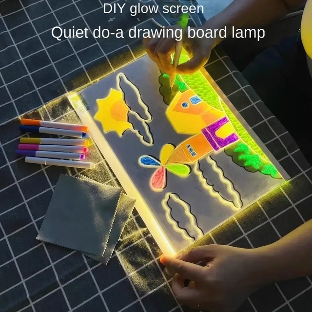 7 Color LED Drawing Pad LED Message Board DIY Daily Drawing Writing Board for Office Home Signage & Decorative Night Lighting