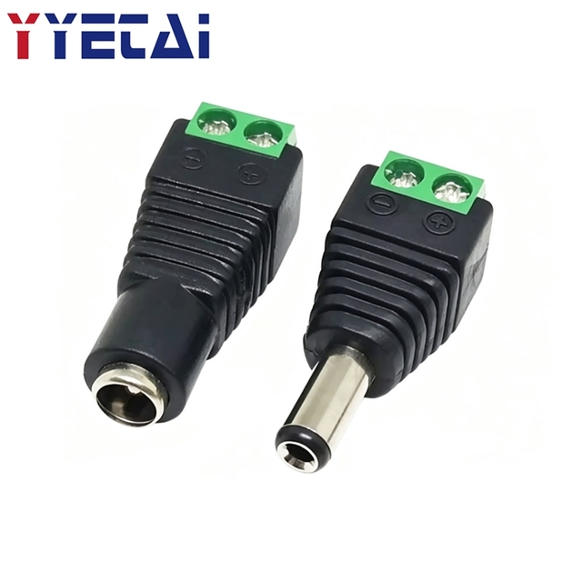 10pcs Male Female DC 5V 12V 5.5X2.1 5.5x2.5mm DC Power Jack Plug Adapter Barrel Connector for CCTV Security Camera Led Strip10