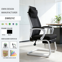 Chaise de bureau de direction ergonomique de luxe grande taille à dossier haut, pivotante, en maille, avec support lombaire et accoudoirs confortables