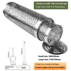 Parrilla de <span class=keywords><strong>barbacoa</strong></span> multifuncional para exteriores con cesta de ahumado, tambor giratorio y cesta metálica de rejilla - Product Image 4