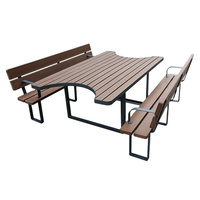 Mobilier extérieur Table de pique-nique de camping commerciale en bois avec chaise Restaurant Table à manger extérieure du parc et banc de dossier
