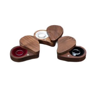 Heart Shape Wooden Jewelry Box For <b>Ring</b> <b>Storage</b> Elegant Solid Wood Desktop Organizer With Red Velvet Lining For Home Use - Product Image 3