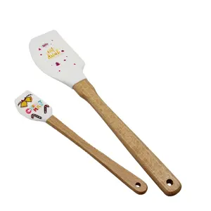 Mini spatule de noël en silicone, 1 pièce, résistant à la chaleur avec manche en bois