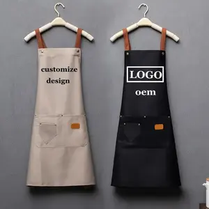 Multi Function Home Chef Baking Clothes with Pockets Adult Aprons Kitchen Apron Custom Logo