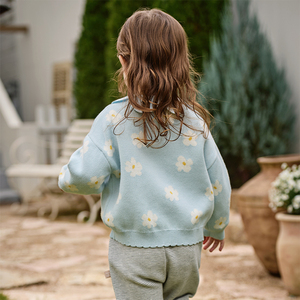 DB1260356 DAVE BELLA Cappotto in Cotone per Bambine, Cardigan Primaverile Blu Pastello, Maglione Lavorato a <span class=keywords><strong>Maglia</strong></span> - Product Image 6