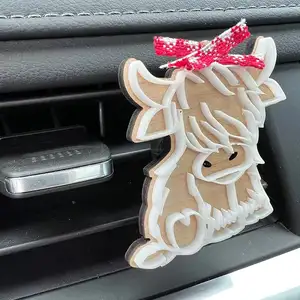 Testa di mucca in legno ornamenti per presa d'aria per auto design aromatico clip di sfiato per auto gioielli per la decorazione dell'auto