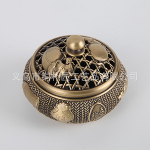 Brûleur d'encens en cuivre artisanal Tongpu avec cinq bœufs, fond plat sculpté, en cuivre pur, pour encens de santal d'intérieur domestique - Product Image 4