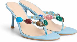 Sandales à talons à brides pour femmes, style vintage, ornées de bijoux, tongs à talons kitten, <span class=keywords><strong>escarpins</strong></span> à enfiler, talons aiguilles - Product Image 4