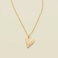 Collier Cœur Personnalisé avec Initiales Gravées en Acier Inoxydable Plaqué Or 18K, Bijou Étanche et Inaltérable pour Couple, Certifié REACH