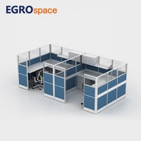 EGROspace Bureau Design 3 Personnes Moderne L Forme Poste de Travail Tissu Bureau Cloison