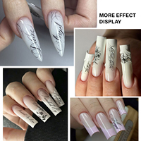 Autocollants pour ongles en lettres cursives gothiques, or métallique, argent, noir, ailes, croix, étoiles, autocollants pour ongles auto-adhésifs pour une manucure tendance