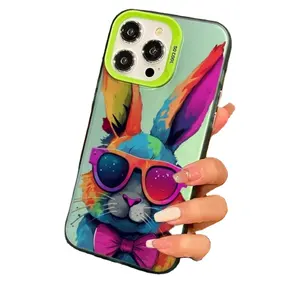 Capa elegante e legal para celular de menina de silicone TPU com desenho de coelho para iphone 15 14