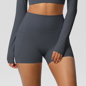 Shorts Deportivos de Cintura Alta para Mujer, con Bolsillo Lateral para Teléfono, Tela Suave y Elástica, Shorts para Gimnasio, Correr, Ciclismo y Yoga, Venta al Por Mayor - Product Image 2