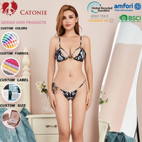 Desain Fashion Kustom Nyaman Dua Potong Spandex/Nilon Ramah Lingkungan Bernapas Ukuran Besar Solid Rantai Pakaian Pantai Bikini