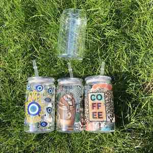 Paquete de 60 Vasos de Plástico PET Transparente de 16oz, Irrompibles, con Tapa de PP y Pajita, para Bebidas, con Logotipo Personalizado - Product Image 2