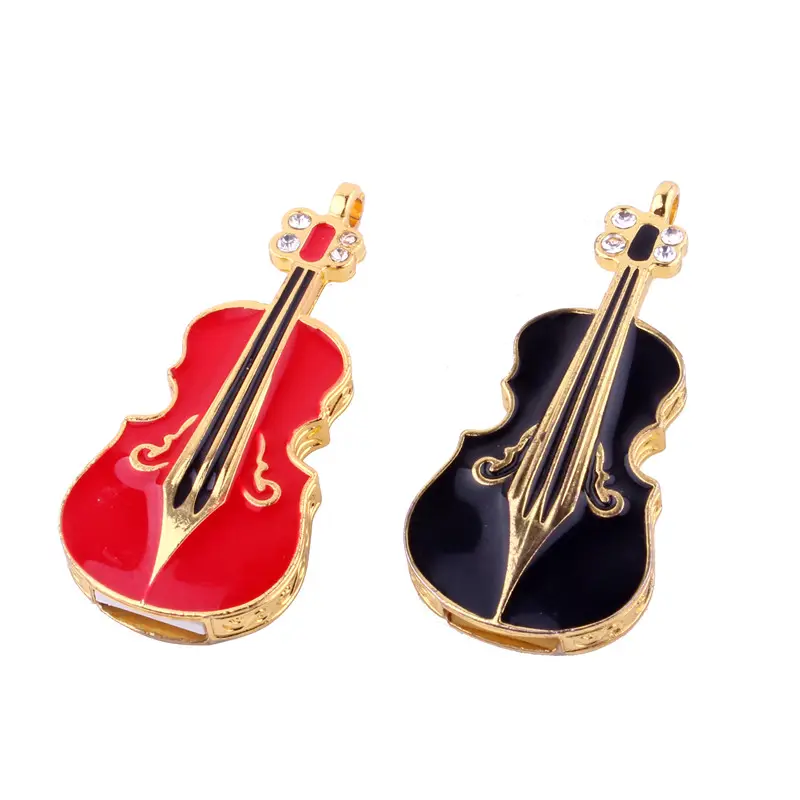 Mini Diamond Guitar Usb 2.0 Flash Drive Metal Jewelry Violin Pendrive 4gb 8gb 16gb 32gb Keychain Memory Stick