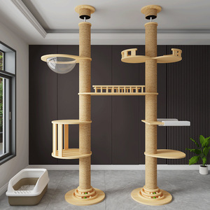 Luxury Floor to Ceiling <strong>Wooden</strong> <strong>Cat</strong> <strong>Tree</strong> Tower with Climbing Platforms and Scratching Posts <strong>Cat</strong> <strong>Tree</strong> - Product Image 2