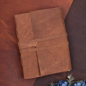 Carnet de notes en cuir véritable 100% fait main, style vintage, avec couverture en cuir artisanal, pour l'écriture, destiné aux exportateurs. - Product Image 1